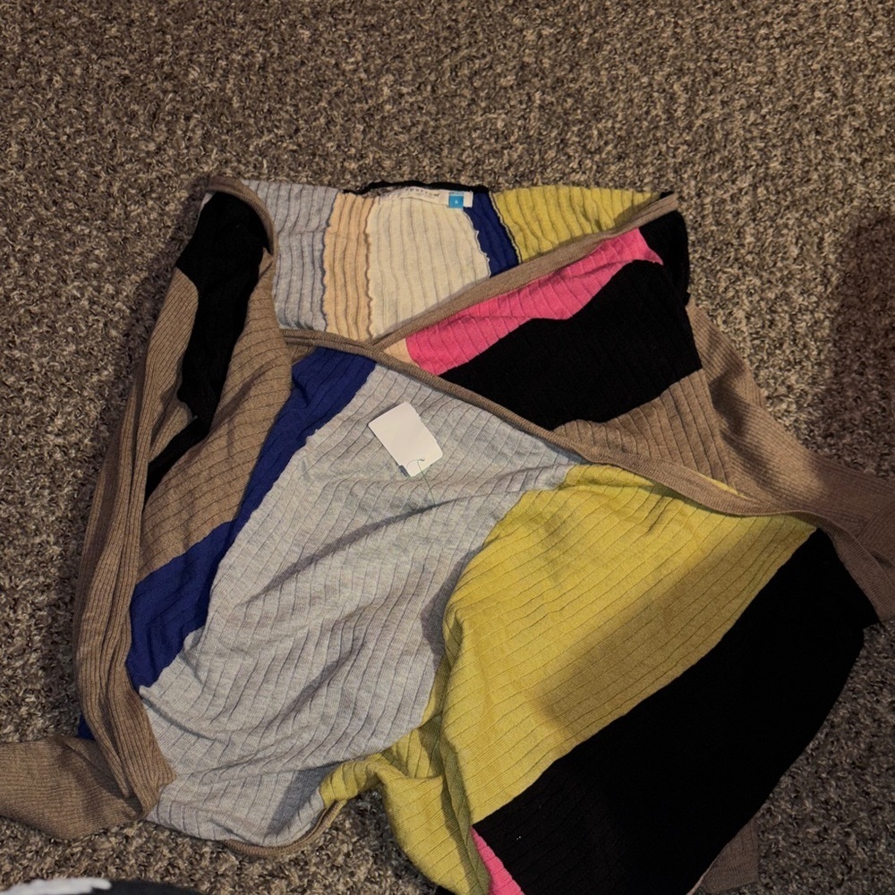 Sparrow Anthropologie Colorful Striped Wrap Cardigan